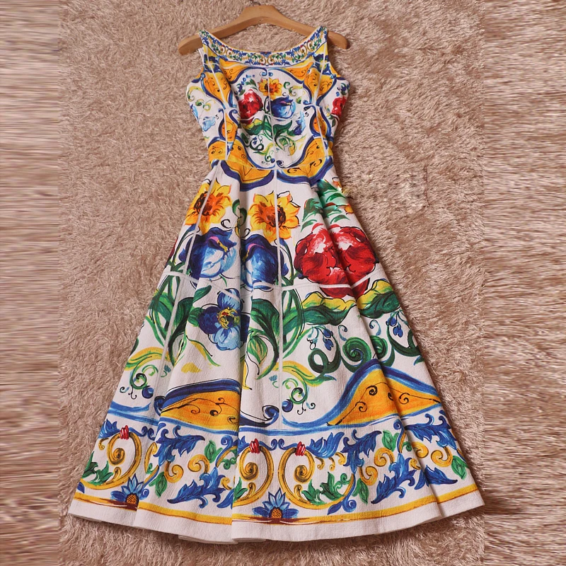 Высокое качество новейшее 2018 дизайнерское подиумное Платье женское без рукавов