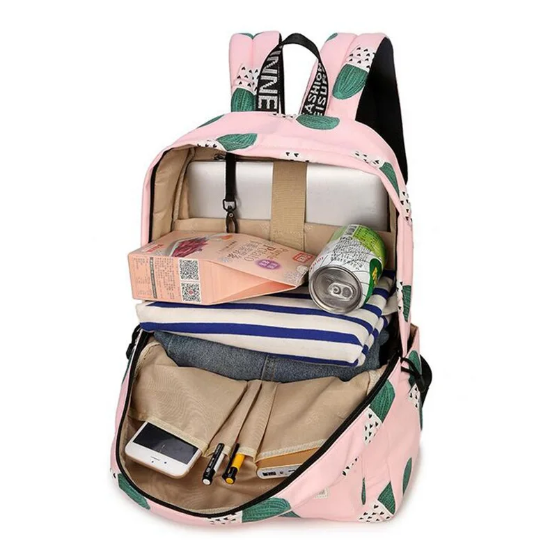 Женский дорожный рюкзак с принтом кактуса многофункциональный на плечо для