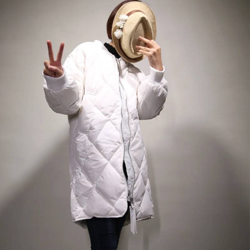 

Fashion New Winter Women Ultra Light Down Jackets 81% White Duck Down Parkas Loose Medium Long Warm Snow Overcoats