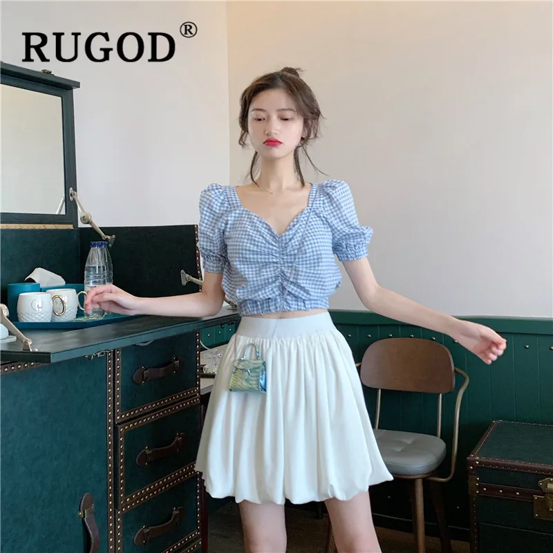 RUGOD Корейская шикарная женская блузка с пышными рукавами модные тонкие женские