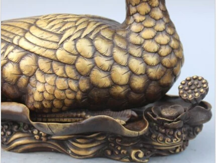 ZSR RHS0204 23 &quotКитайский Фэншуй Чистая Бронза животное quack-quack Lotus статуя утки | Дом и