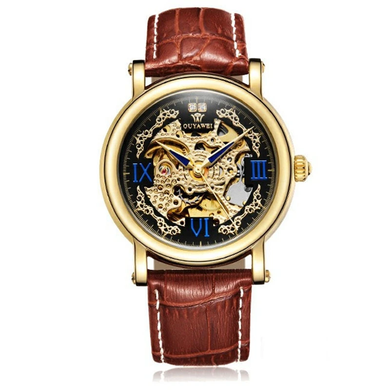 Часы наручные OUYAWEI Мужские механические брендовые автоматические Роскошные с