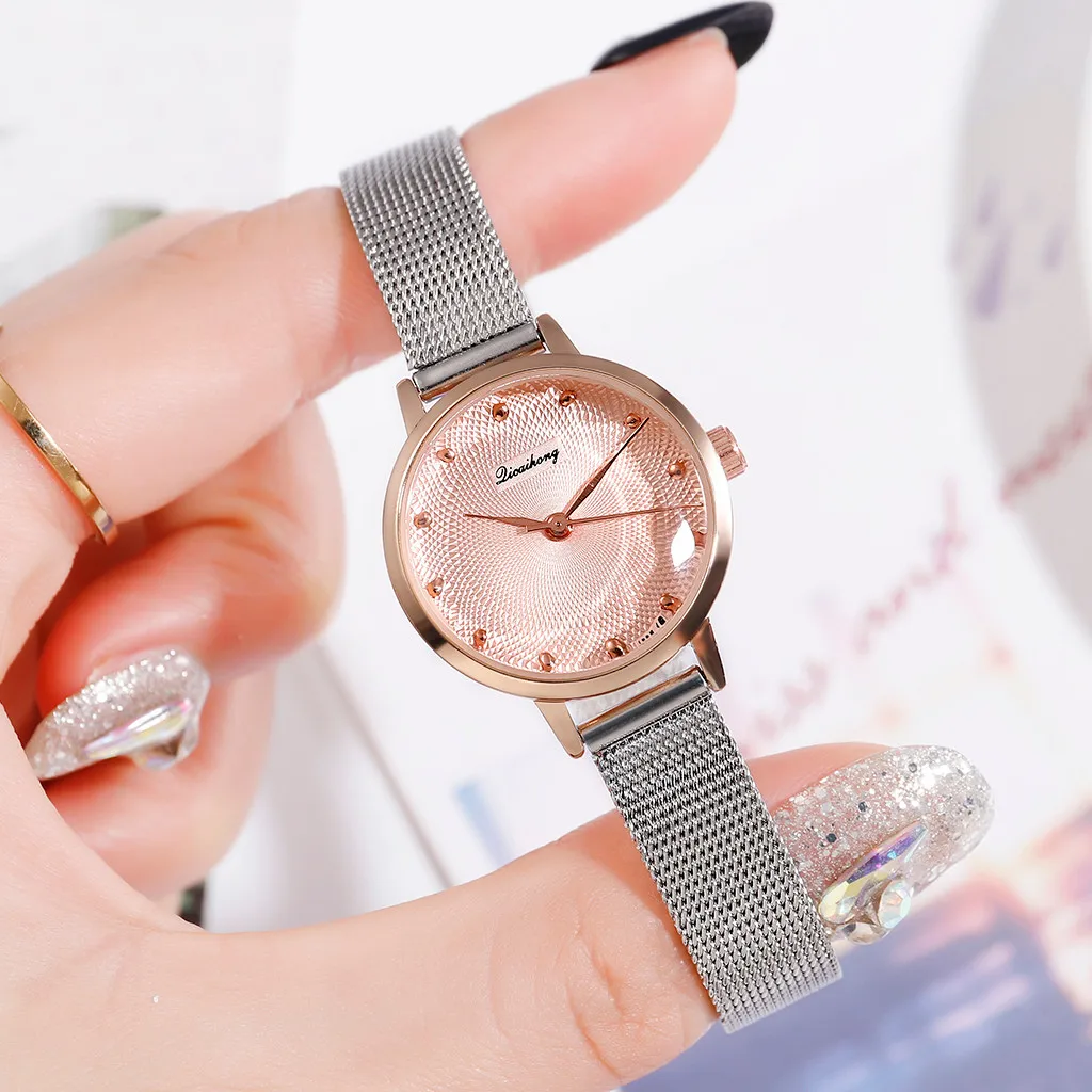 Роскошные женские часы Новая мода простой сплав весы Серебряный сетчатый ремень