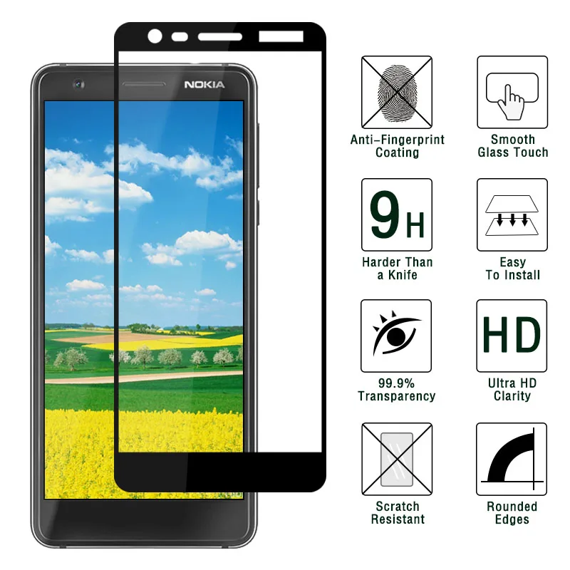 Полное покрытие закаленное стекло для Nokia 3 1 защитный чехол 2018 TA-1063 TA-1057 Передняя