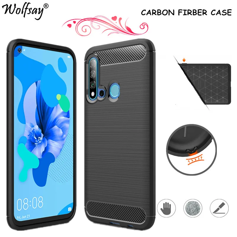 

Carbon Fiber Cover For Huawei P20 Lite 2019 Case Rubber Silicone Bumper Cover For Huawei P20 Lite 2019 Case P20 Lite (2019) Euti