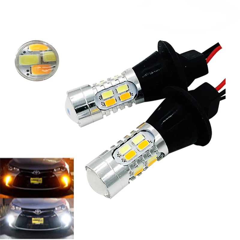 2x Dc 12 24v T20 7440 7443 1156 2835 42smd 2500lm 50w Car Led Light Dual Color Switchback Turn Lamp Bulb Daytime Runn|car led light|dual colorled car