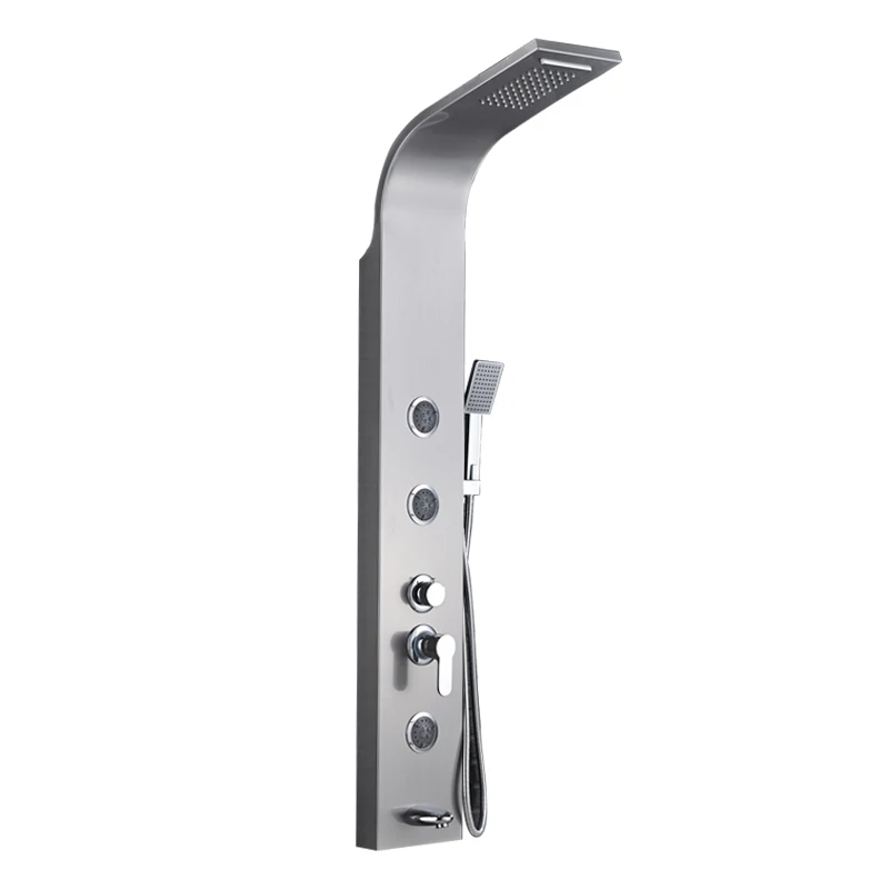 Brushed Nickel Uythner черный никель дождевой водопад душевая панель массажные струи душевая Колонка смеситель душевой кран башня душевой набор ванна носик - Цвет: Brushed Nickel