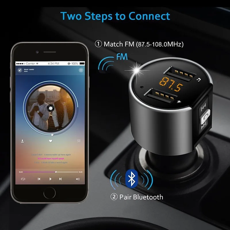 Автомобильный Bluetooth FM передатчик VicTsing беспроводной радиоадаптер MP3 плеер и