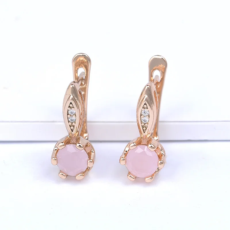 ISHOWLEE Cute 585 Rose Gold Earrings Korean for Women Natural Zircon Stud Minimalism 2019 Women's Fashion Jewelry esp22 | Украшения и