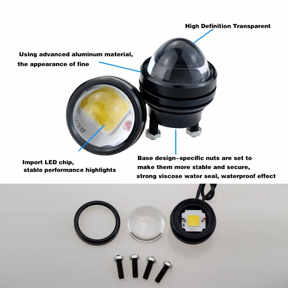 Leadtops супер яркий автомобиль Алюминий LED Devil Eyes Light+ глаза ангела объектив с линзой DRL Противотуманные огни Водонепроницаемый DC12V de