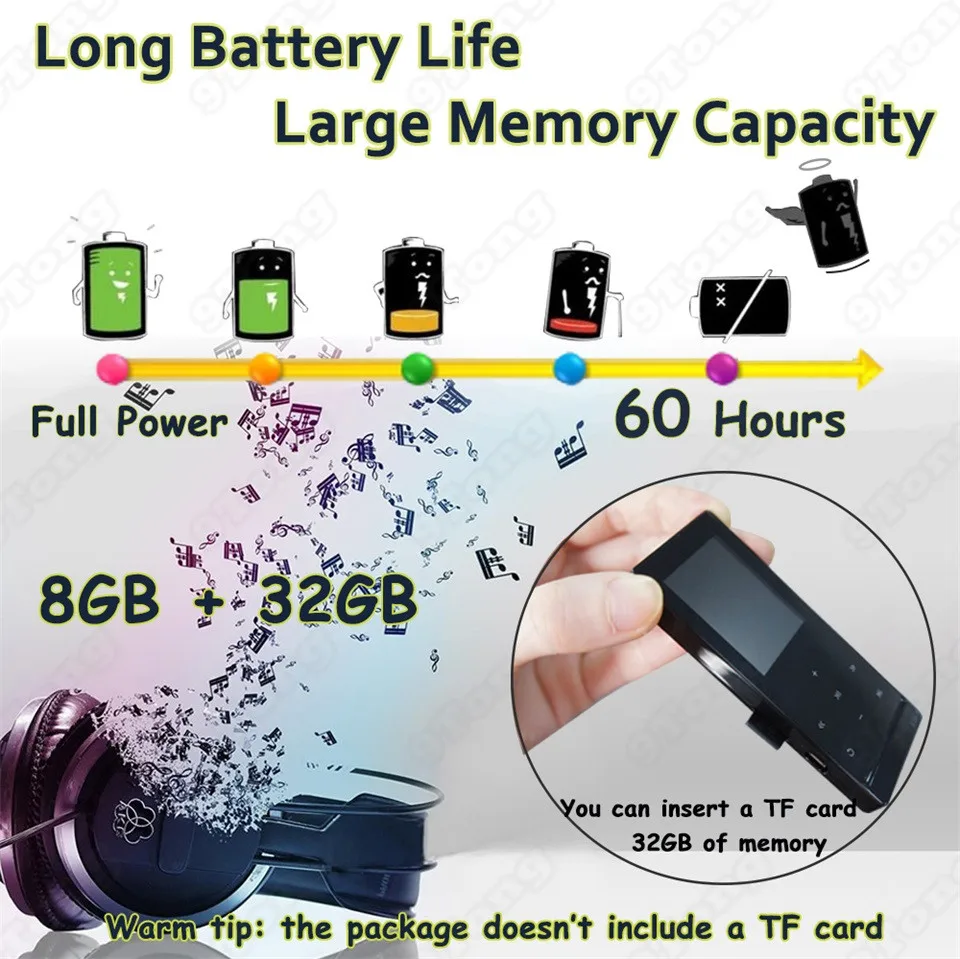 Сенсорный экран из металла MP3 плеер Hi Fi Bluetooth 8 ГБ спортивные FM Радио книгу голос