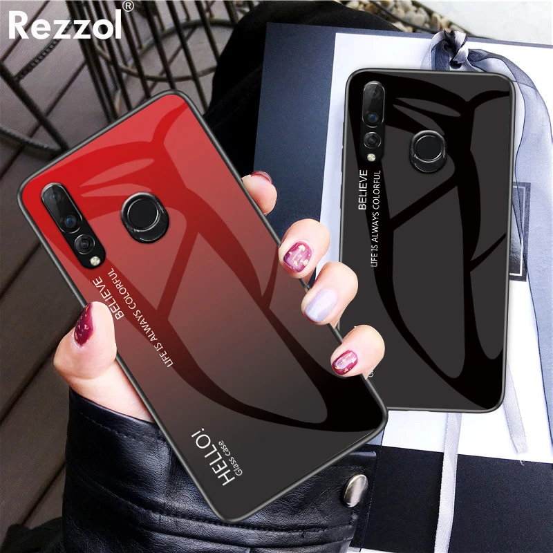 Чехол для huawei P Smart Z градиентное закаленное стекло мягкий силиконовый край чехол