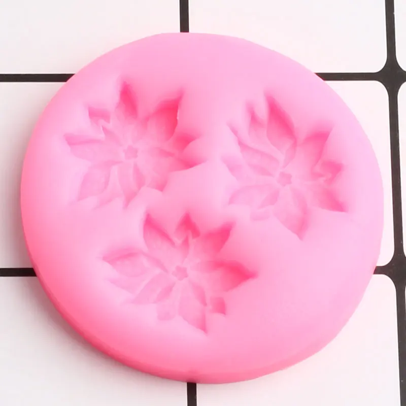 Poinsettia Flower Silicone Molds Cupcake Topper Fondant Mold DIY Christmas Cake Decorating Tools Candy Chocolate Gumpaste Moulds