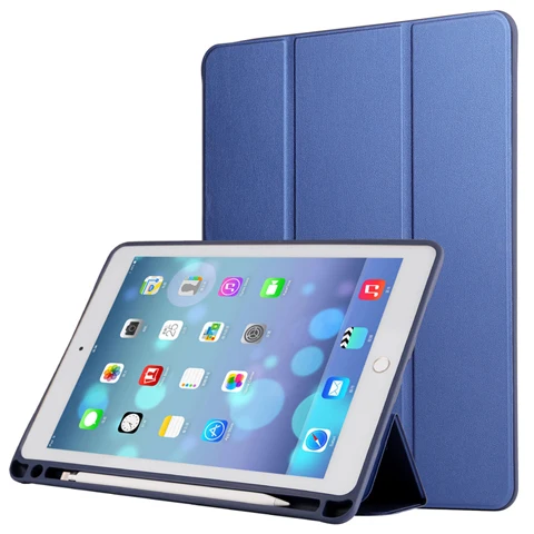 Чехол с карандашом для APPle iPad 9,7 дюймов( Новинка) A1893 A1954, ZVRUA из искусственной кожи, умный чехол с функцией автоматического сна - Цвет: Dark blue