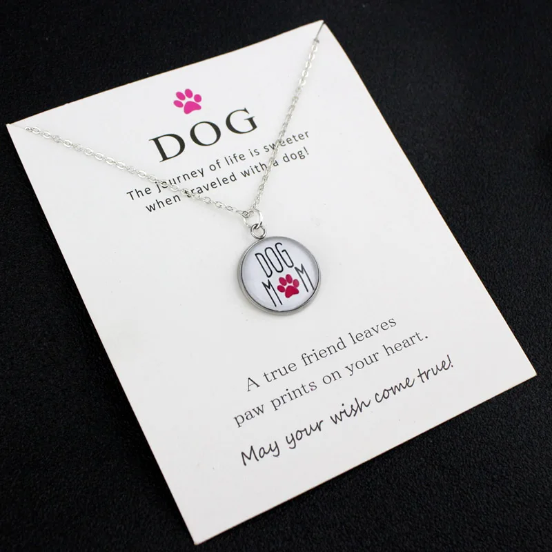 NE1535 Love Dog Paw Print Live Love Life спасательный Кот Мама собака Мамины ожерелья для женщин - Окраска металла: NE1535