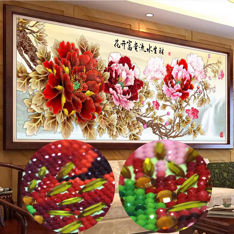 QIANZEHUI алмазная вышивка особой формы сделай сам полный стразы с цветущими пионами