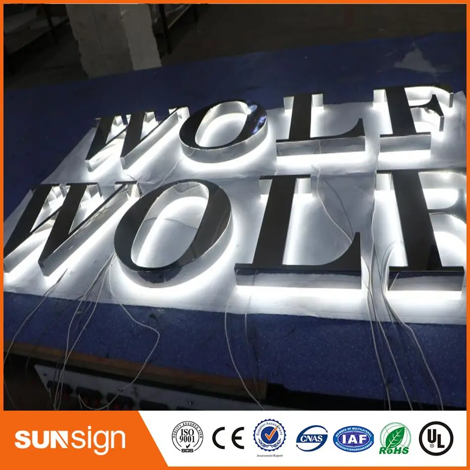 Custom outdoor store advertising LED lighted metal letters for signs