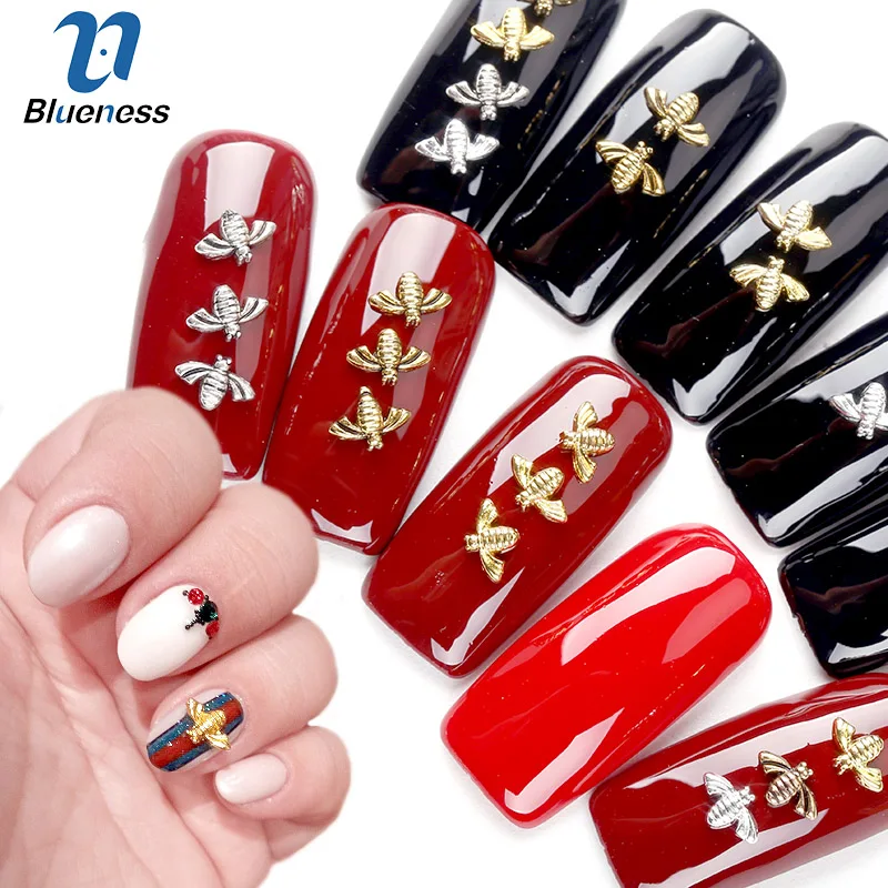 Blueness 10 шт./лот золотистые серебристые маленькие пчелы дизайн стразы аксессуары