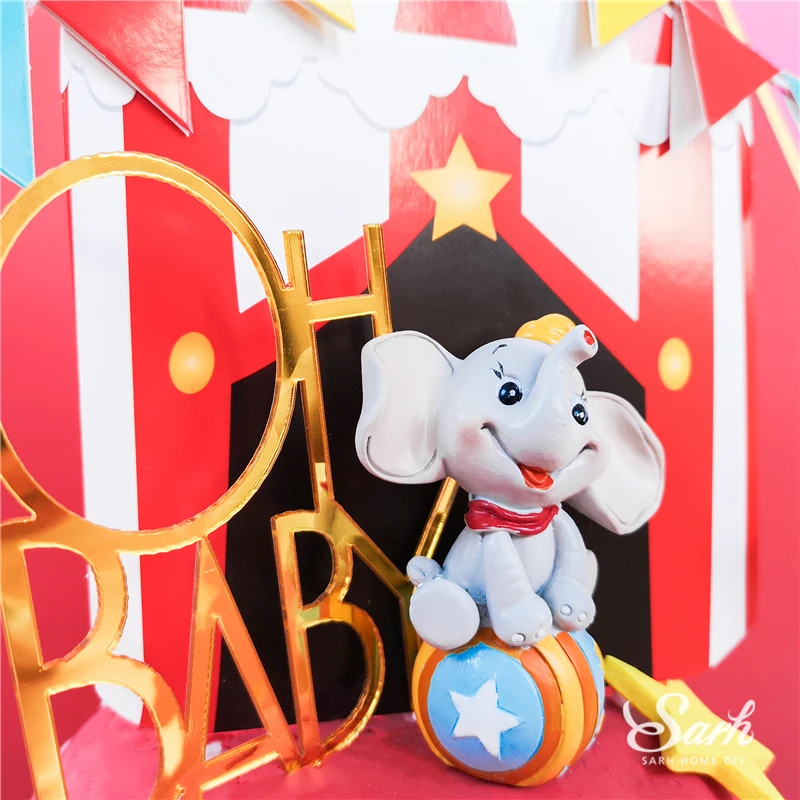 Цирковой клоун Слон Торт Топпер Oh Baby на день рождения блестящее украшение для
