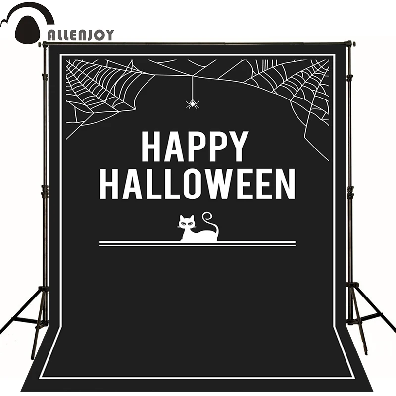 Фон для фотографий allenjoy Cat Blackboard Wall Gathering Паутина Хэллоуин живописный тканевый