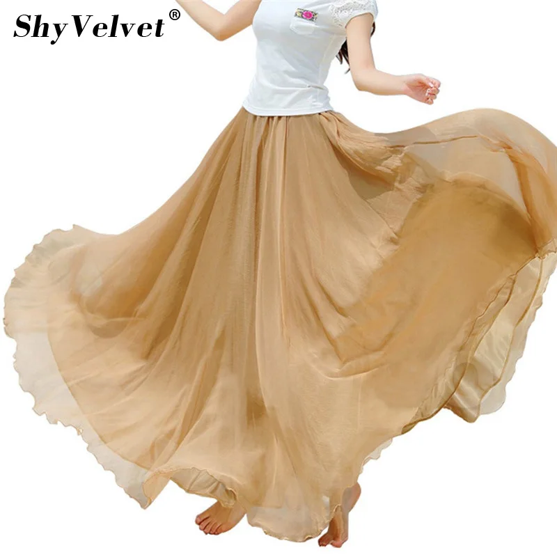Длинная винтажная юбка пачка Shyvelvet 21 цвет длинная шифоновая цвета хаки|Женские