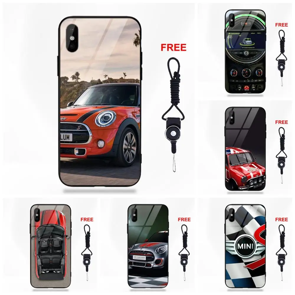 Автомобиль Mini Cooper Jcw распродажа Мягкий ТПУ чехол+ закаленное Стекло чехол для телефона для Apple iPhone 5 5C 5S SE 6 6 S 7 8 Plus X XS Max XR