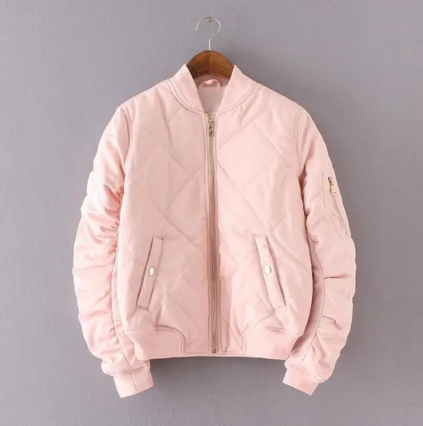 Новая мода 2018 Осень Зима куртка бомбер женский стеганый жакет в стиле кэжуал