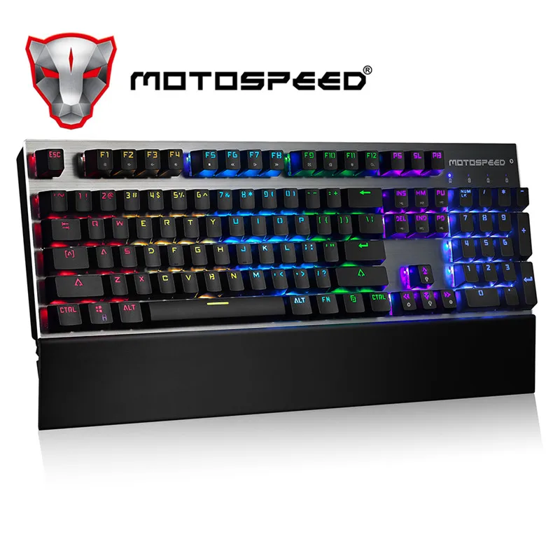 English blue switch Motospeed CK108 RGB синий переключатель Механическая русская клавиатура Игровой проводной светодиодный BacklitAnti-Ghosting для геймера ПК настольный - Цвет: English blue switch