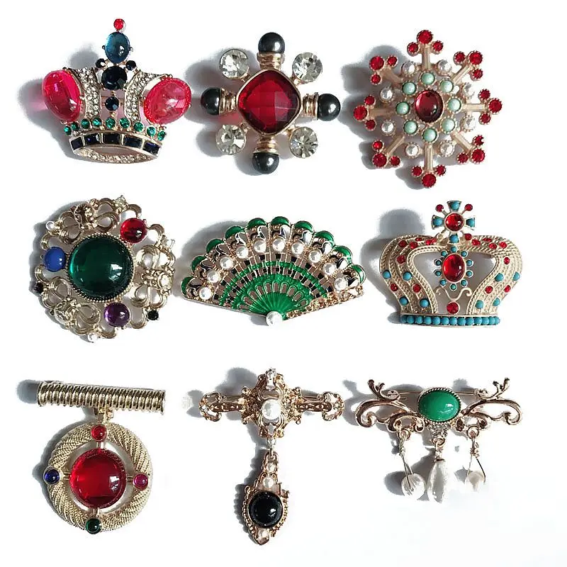 

Fan Crown Brooches Vintage Pins Elegant Accessories For Women