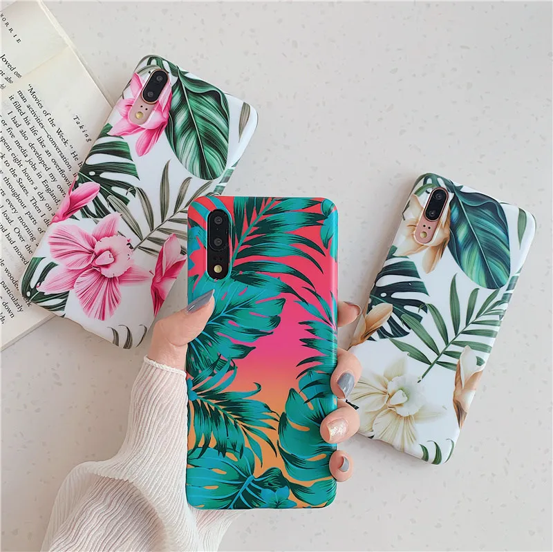 Летний художественный чехол с цветами для huawei p20 lite Mate20 pro матовый Силиконовый