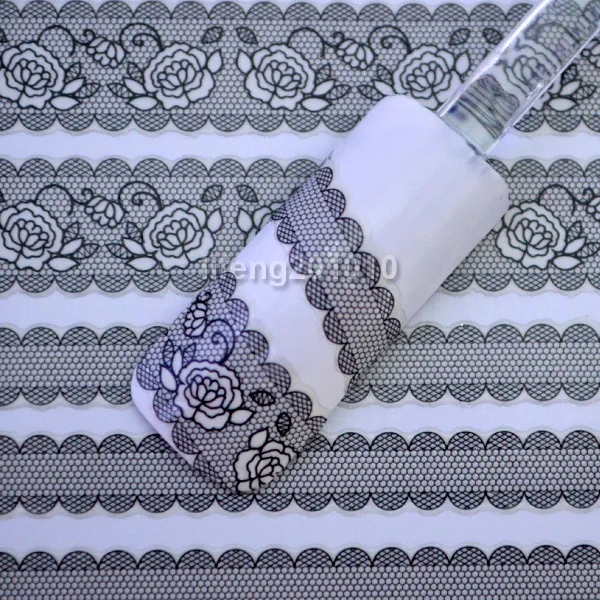 Новинка 2016 черный кружевной дизайн стикеры 3D на ногти Nail Art Наклейки для ногтей