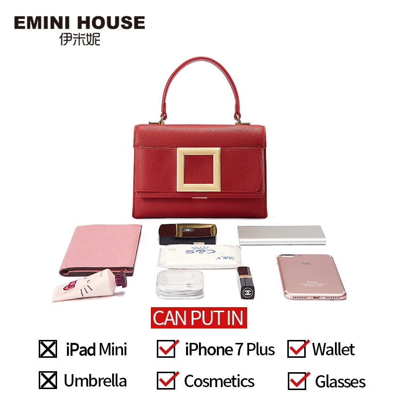 Сумка EMINI HOUSE с квадратной пряжкой роскошные сумки женские дизайнерские через