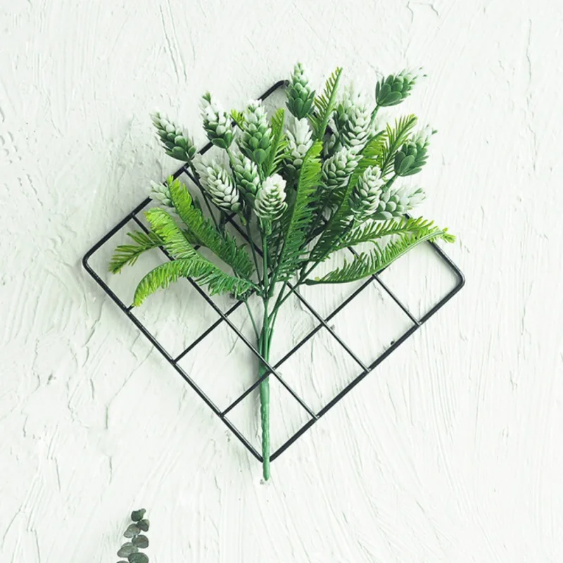 Nordic Style Spring Grass Living Room Wall Decoration Bedroom Pendant Green Plant Iron Grid Home Leaves | Дом и сад