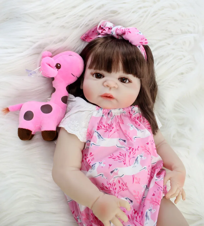 BZDOLL Lifelike 22&quot Full Body Silicone Reborn Baby Girl Doll Realistic Vinyl Newborn Babies Waterproof Bathe Toy Gifts | Игрушки и
