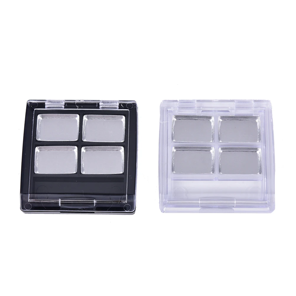 Square Eyeshadow Case 4 Palettes Pans Eye shadow Container Empty Cosmetic Blusher Compact Clear Base and Black |