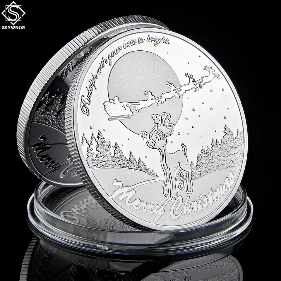 2019 Рождественская Монета подарки Санта снеговик игрушечные эльфы натальные