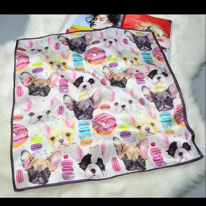 Милые кошки Бандана с принтом 100% атласный Шелковый платок небольшой квадратный