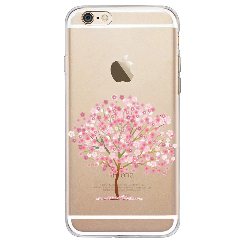 Для Apple iphone 6splus 7 8 x xr xs max Mobile Shell Cherry Blossom Series окрашенные ТПУ прозрачный мягкий