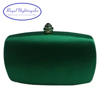 elegant hard box clutch silk satin dark green evening bags for matching shoes and womens wedding prom evening party