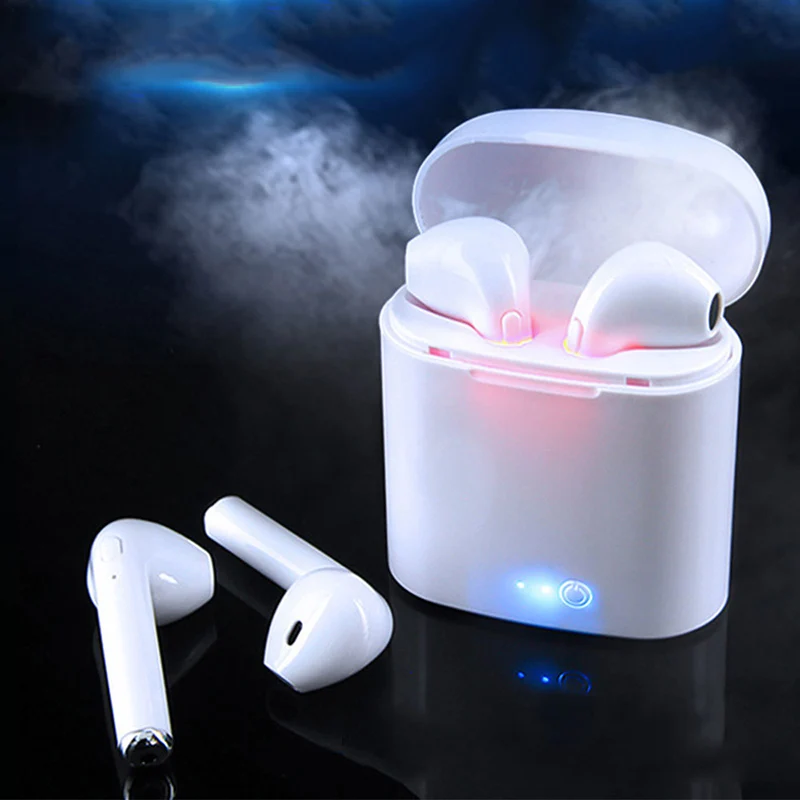 100 шт./лот беспроводные наушники вкладыши мини i7s TWS Bluetooth с зарядным устройством