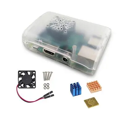 Raspberry Pi 3 чехол ABS чехол с вентиляторным модулем для Raspberry Pi 2 Raspberry Pi Модель B Plus+ 3 шт. алюминиевый радиатор - Цвет: Transparent
