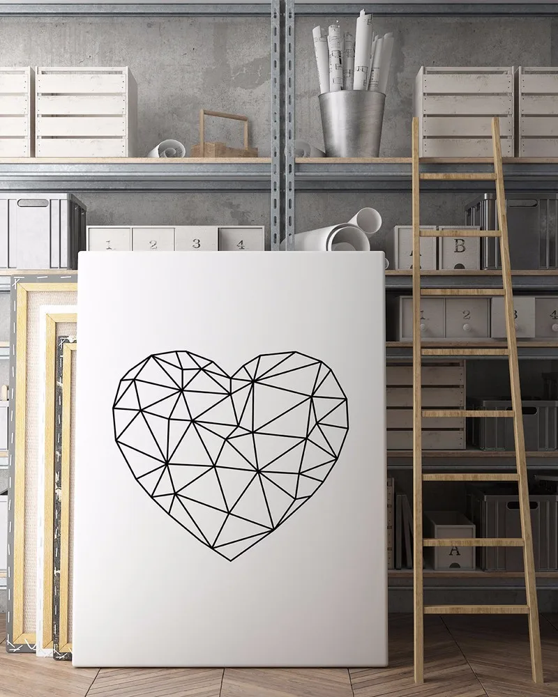 2016 новинка современное геометрическое сердце настенное искусство для печати