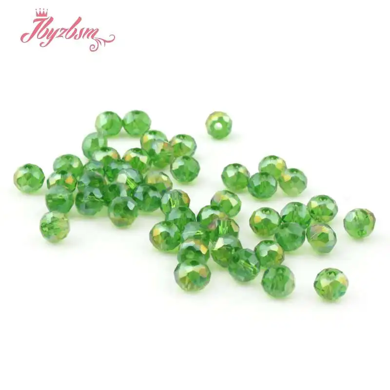 Green AB Разноцветные 50 шт Австрийские хрустальные стеклянные бусины Rondelle, граненые свободные разделители для самостоятельного изготовления ювелирных изделий, ожерелье, бусины Breaclet 3*4 мм - Цвет: Green AB