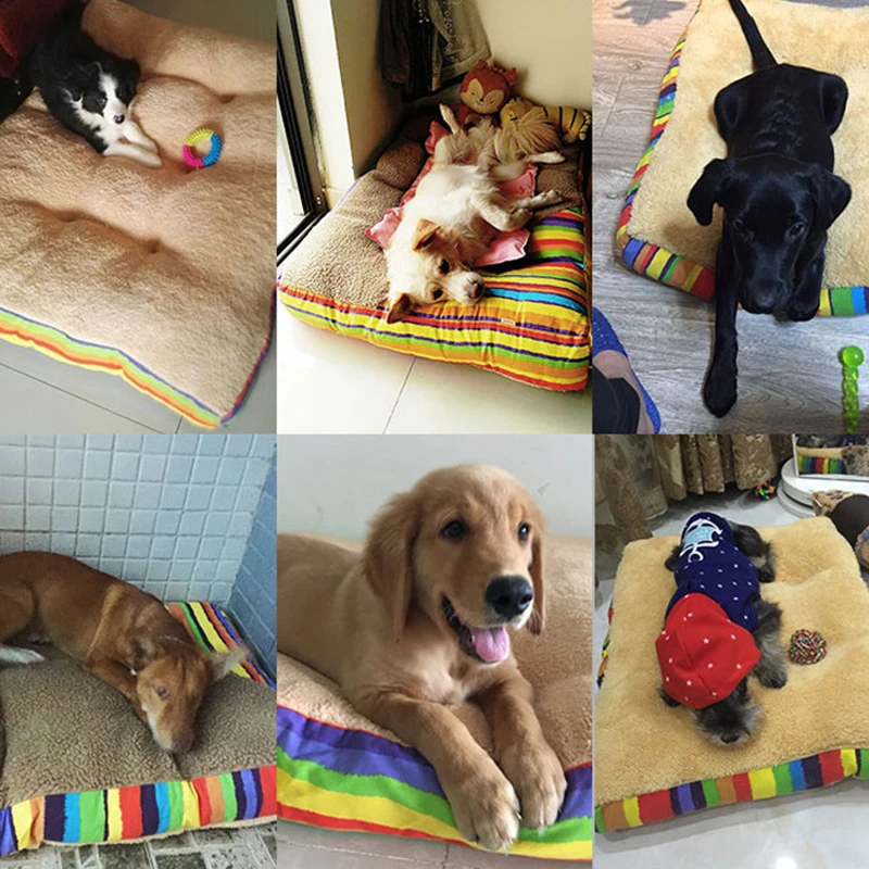 Собака Радуга Красочные подушки коврик для собак Теплый Мягкий щенок спальный