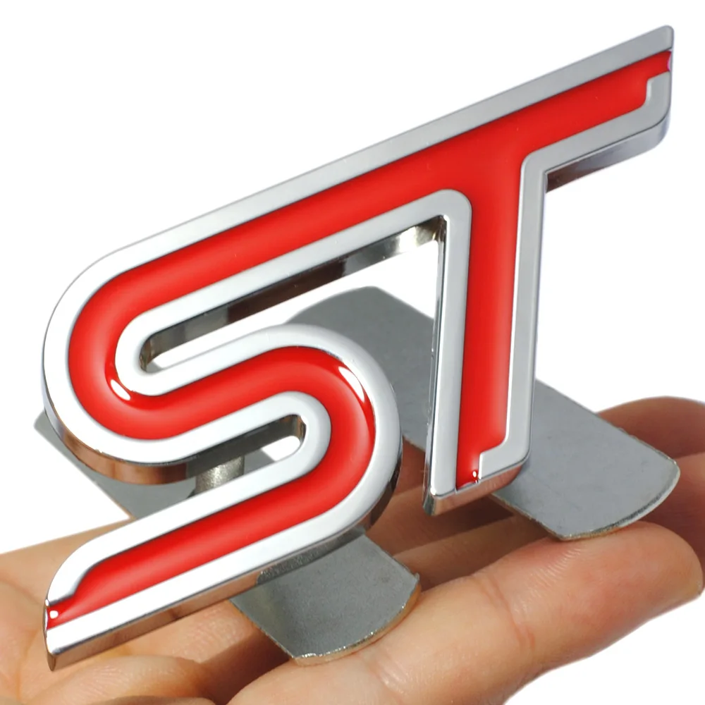

Metal Red ST Front Grille Sticker Car Head Grill Emblem Badge Chrome Sticker for FORD FIESTA FOCUS MONDEO Auto Car Styling