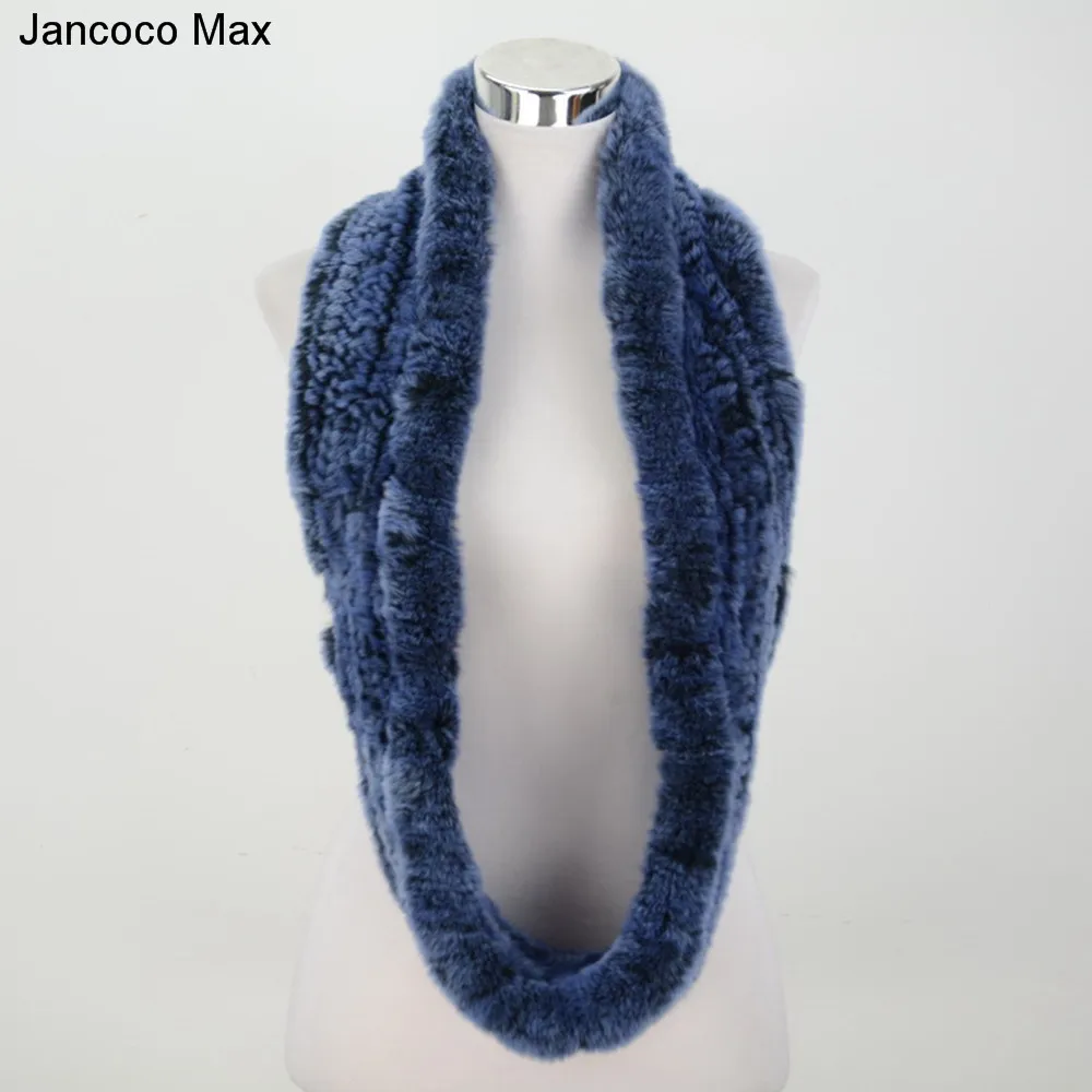 Jancoco Max Настоящий мех кролика длинные шарфы Высококачественная зимняя теплая шаль шейный платок S7097