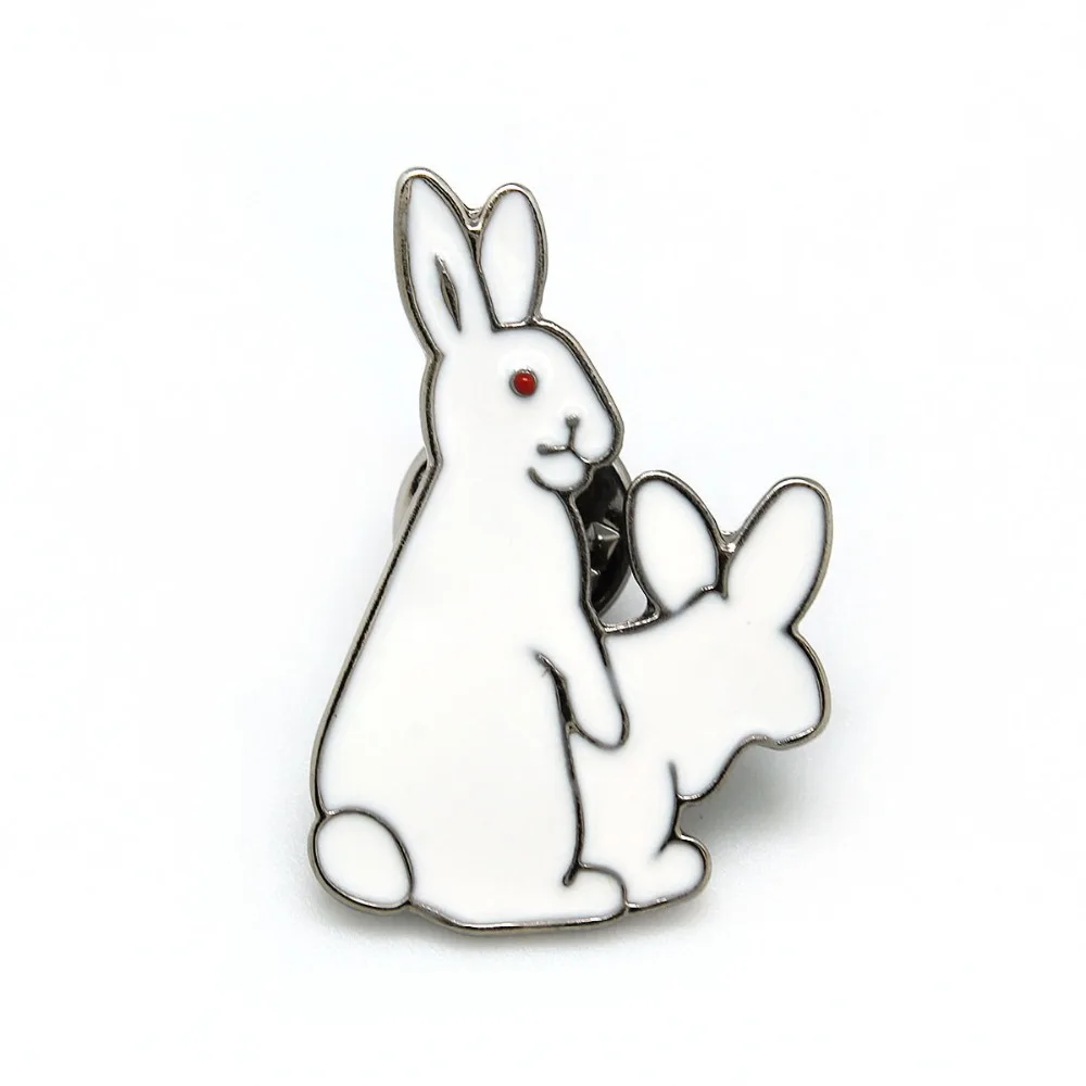 Эмалированная брошь в стиле панк новая эмалированная с 2 милыми кроликами и злом