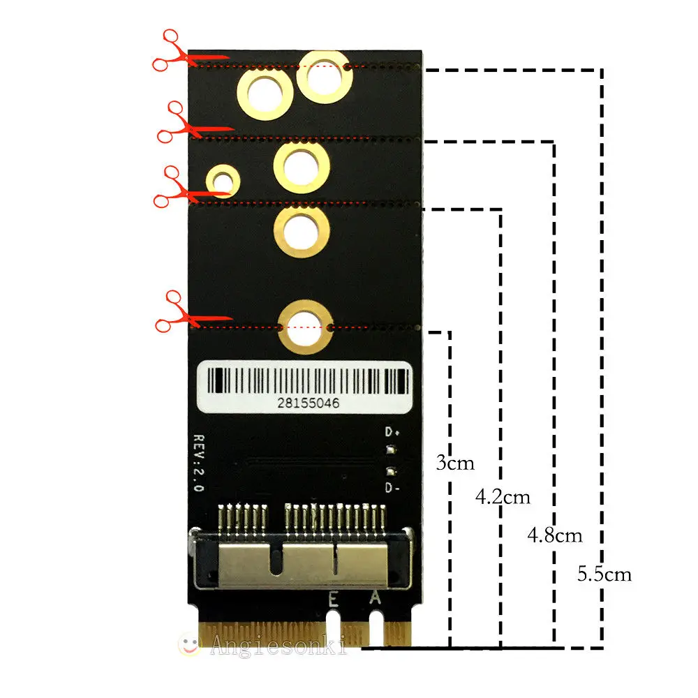 BCM94360CS2/BCM943224PCIEBT2/BCM94360CD/BCM94360CSAX/BCM94331CSAX/BCM94331CD карта для NGFF (M.2) ключ A/E адаптер Mac OS|mac
