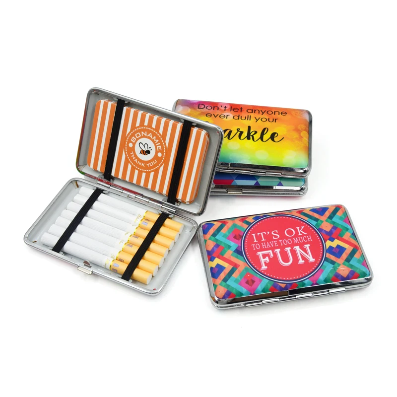 

BONAMIE Metal Functional Business ID Card Holders Printed Trendy Wallet Personality Beauty Bank Credit Card Case Cigarette Case