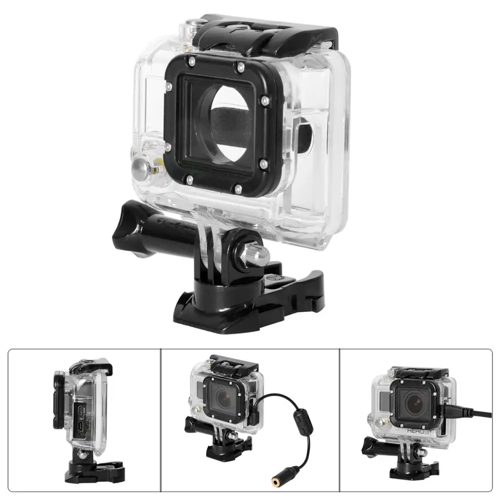 8В1 для Gopro аксессуары боковой открытый корпус чехол для GoPro Hero 3+ 4 экшн-камеры с кронштейном Защитная крышка